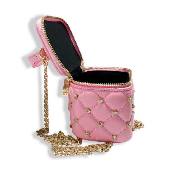 Dark Pink Embellished Vanity Quilted Purse - doe a dear