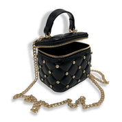 Black Embellished Vanity Quilted Purse - doe a dear