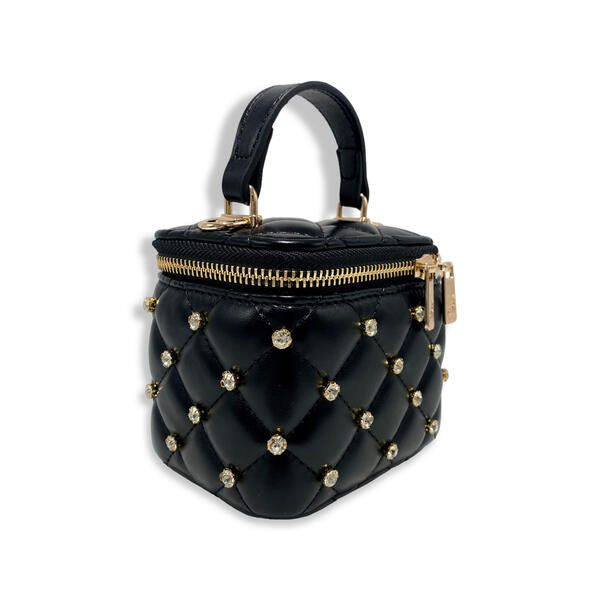 Black Embellished Vanity Quilted Purse - doe a dear