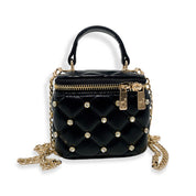 Black Embellished Vanity Quilted Purse - doe a dear