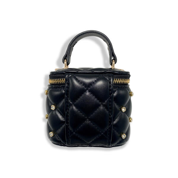 Black Embellished Vanity Quilted Purse - doe a dear