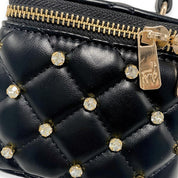 Black Embellished Vanity Quilted Purse - doe a dear