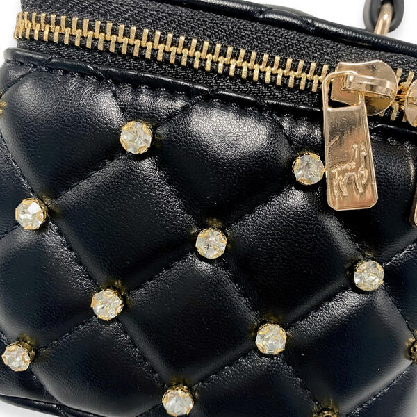 Black Embellished Vanity Quilted Purse - doe a dear