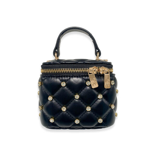Black Embellished Vanity Quilted Purse - doe a dear
