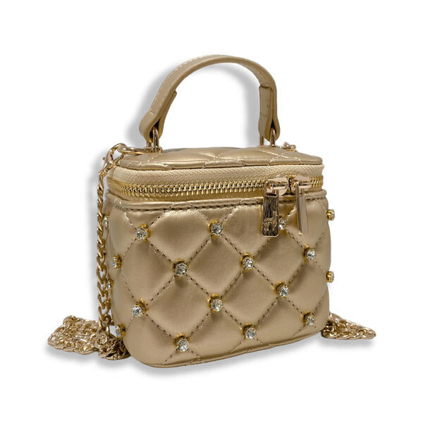 Gold Embellished Vanity Quilted Purse - doe a dear