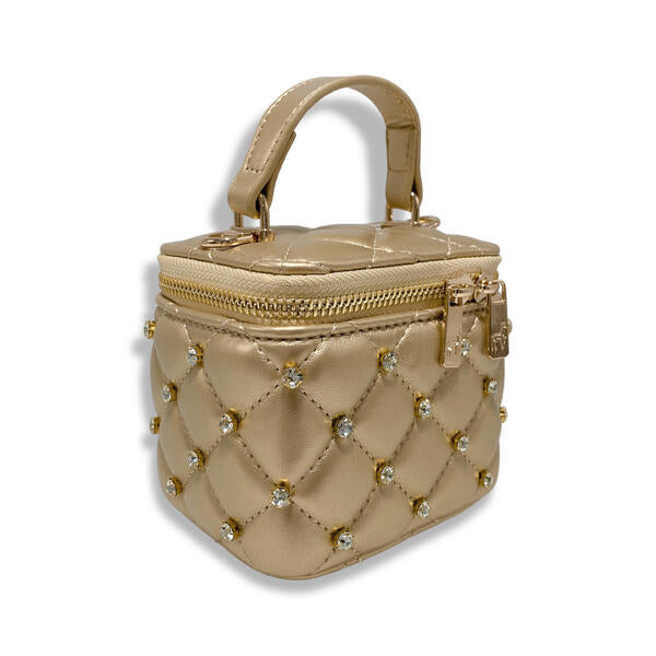 Gold Embellished Vanity Quilted Purse - doe a dear