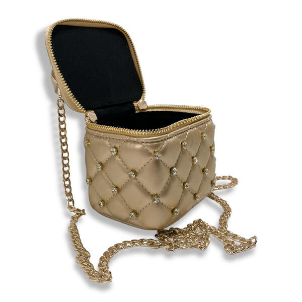 Gold Embellished Vanity Quilted Purse - doe a dear