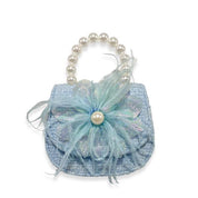 Blue Feather Floral Tweed Purse - doe a dear