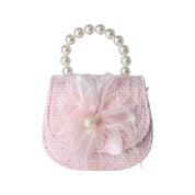 Pink Feather Floral Tweed Purse - doe a dear