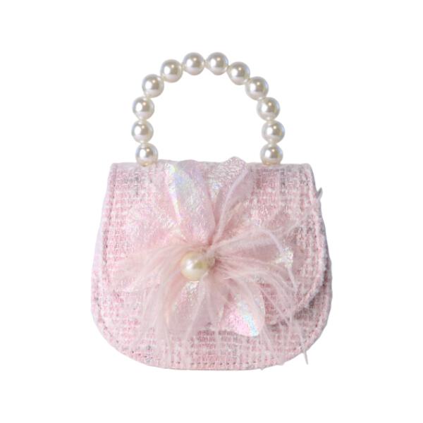Pink Feather Floral Tweed Purse - doe a dear