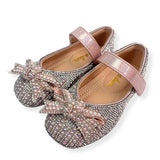 Pearl & Rhinestone Flat Shoes - Pink