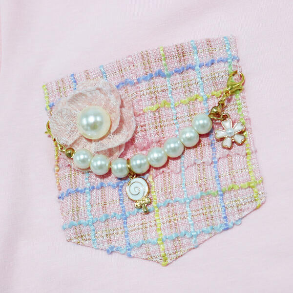 Necklace Pocket Tee - Pink - doe a dear