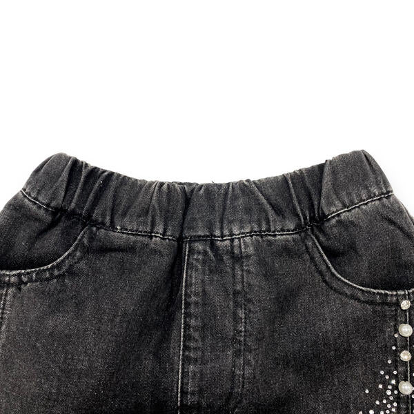 Side Slit Embellished Denim Skort - doe a dear
