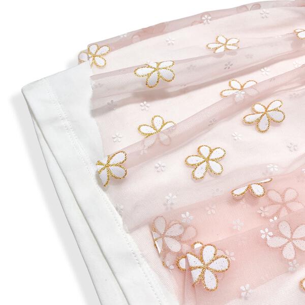 Pink 2-In-1 Glitter Floral Mesh Top - doe a dear
