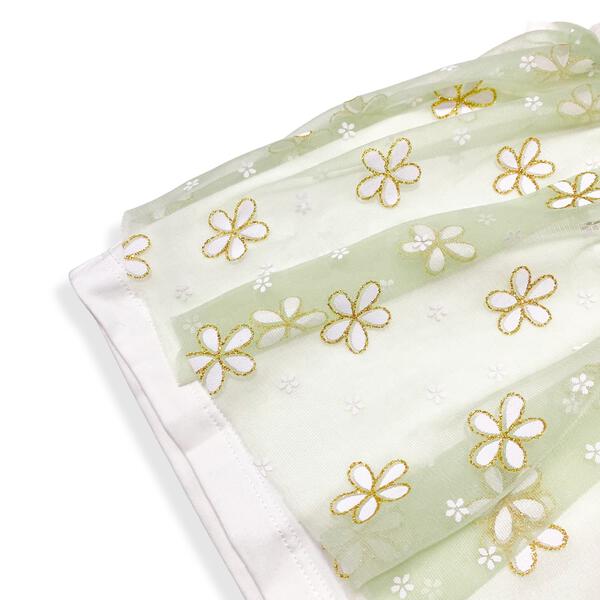 Green 2-In-1 Glitter Floral Mesh Top - doe a dear
