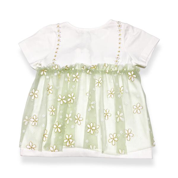 Green 2-In-1 Glitter Floral Mesh Top - doe a dear