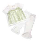 Green 2-In-1 Glitter Floral Mesh Top - doe a dear