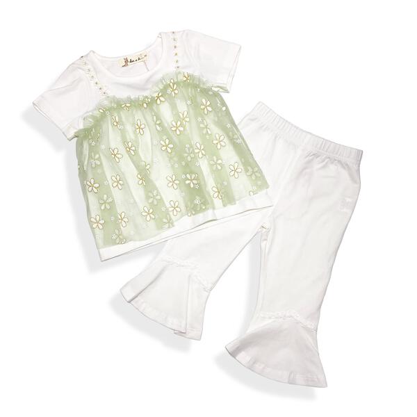 Green 2-In-1 Glitter Floral Mesh Top - doe a dear
