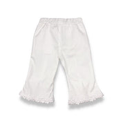 White Bow & Lace Split Hem Pants