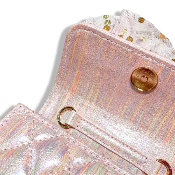 Crown Applique Shiny Quilted Purse - pink - doe a dear