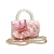 Crown Applique Shiny Quilted Purse - pink - doe a dear