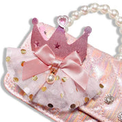 Crown Applique Shiny Quilted Purse - pink - doe a dear