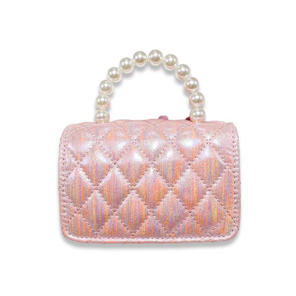 Crown Applique Shiny Quilted Purse - pink - doe a dear