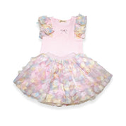 3D Rainbow Circle Mesh Flutter Slv Tee - Pink - doe a dear