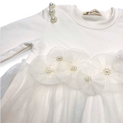 Pleat Applique Mesh Tulle Dress - doe a dear