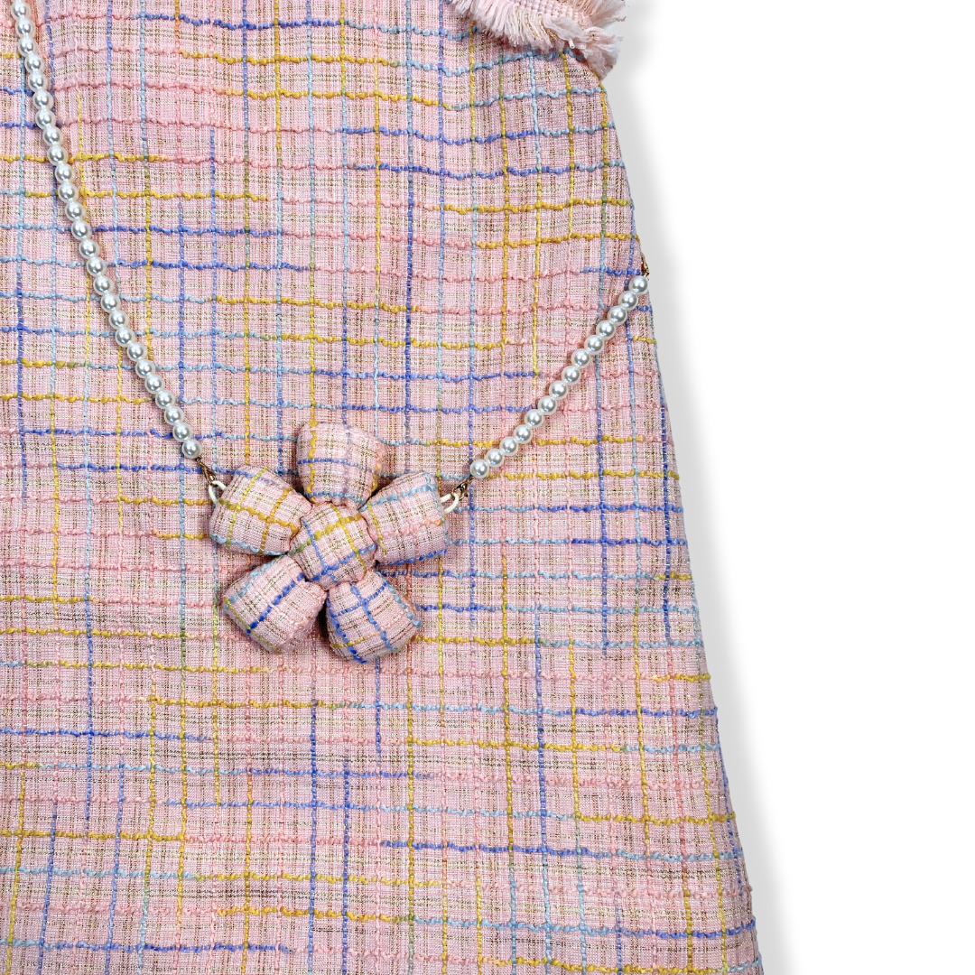 Sleeveless Tweed Dress with purse - Pink - doe a dear