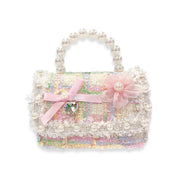 Bow & Floral Decor Tweed Purse - doe a dear