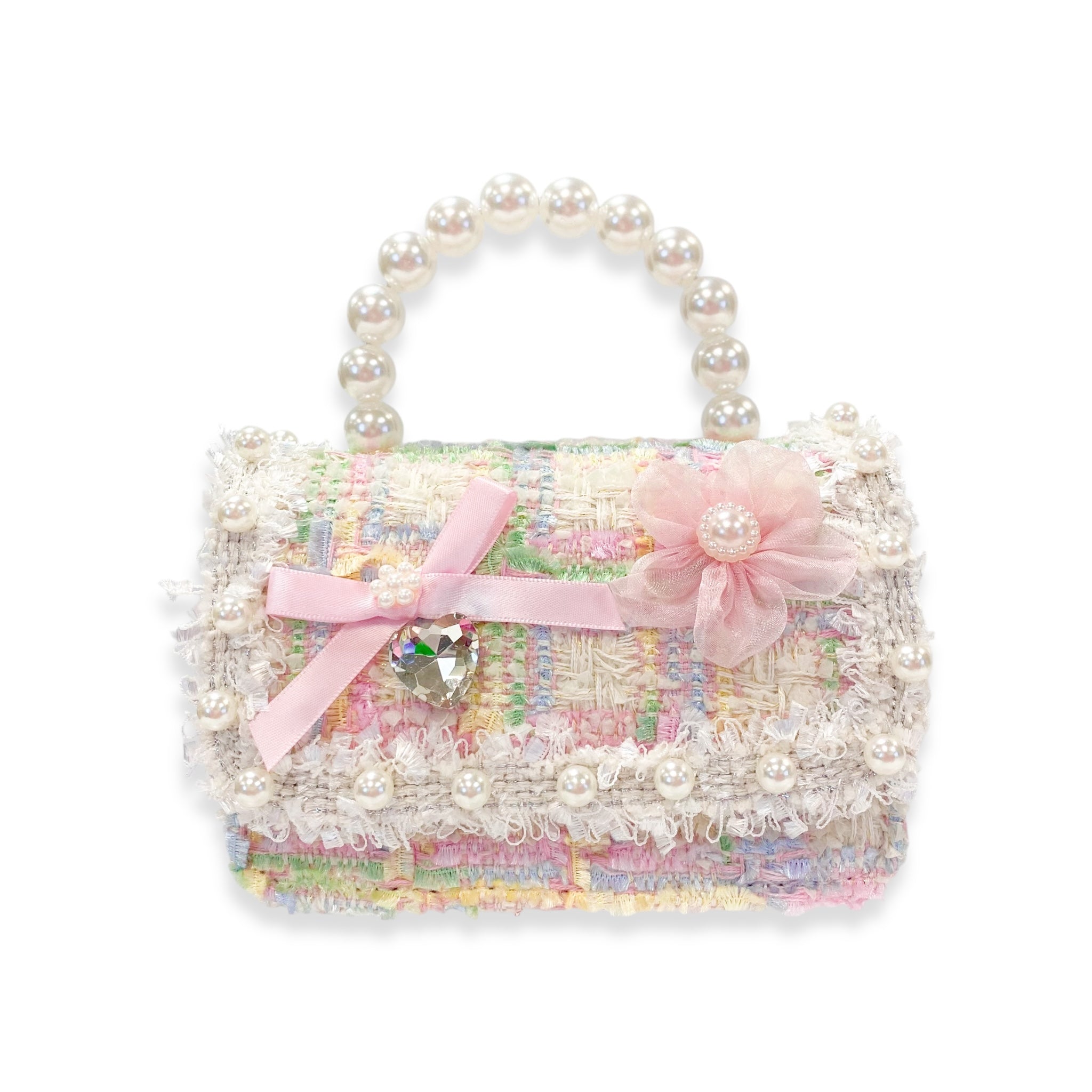 Bow & Floral Decor Tweed Purse - doe a dear