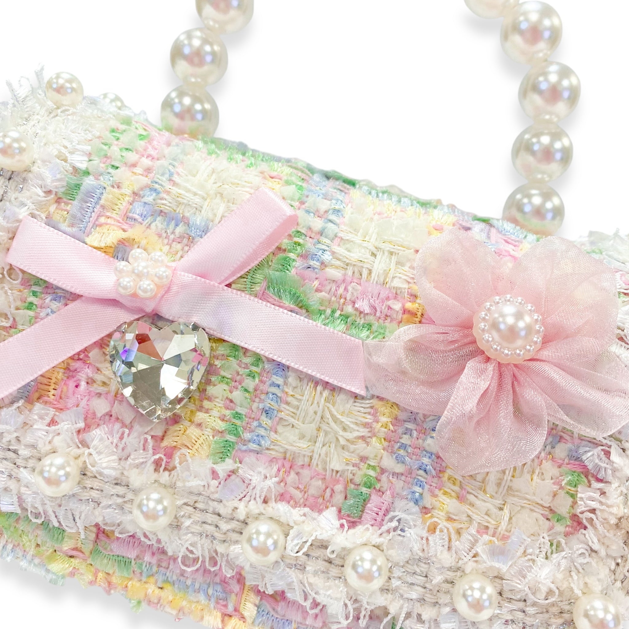 Bow & Floral Decor Tweed Purse - doe a dear