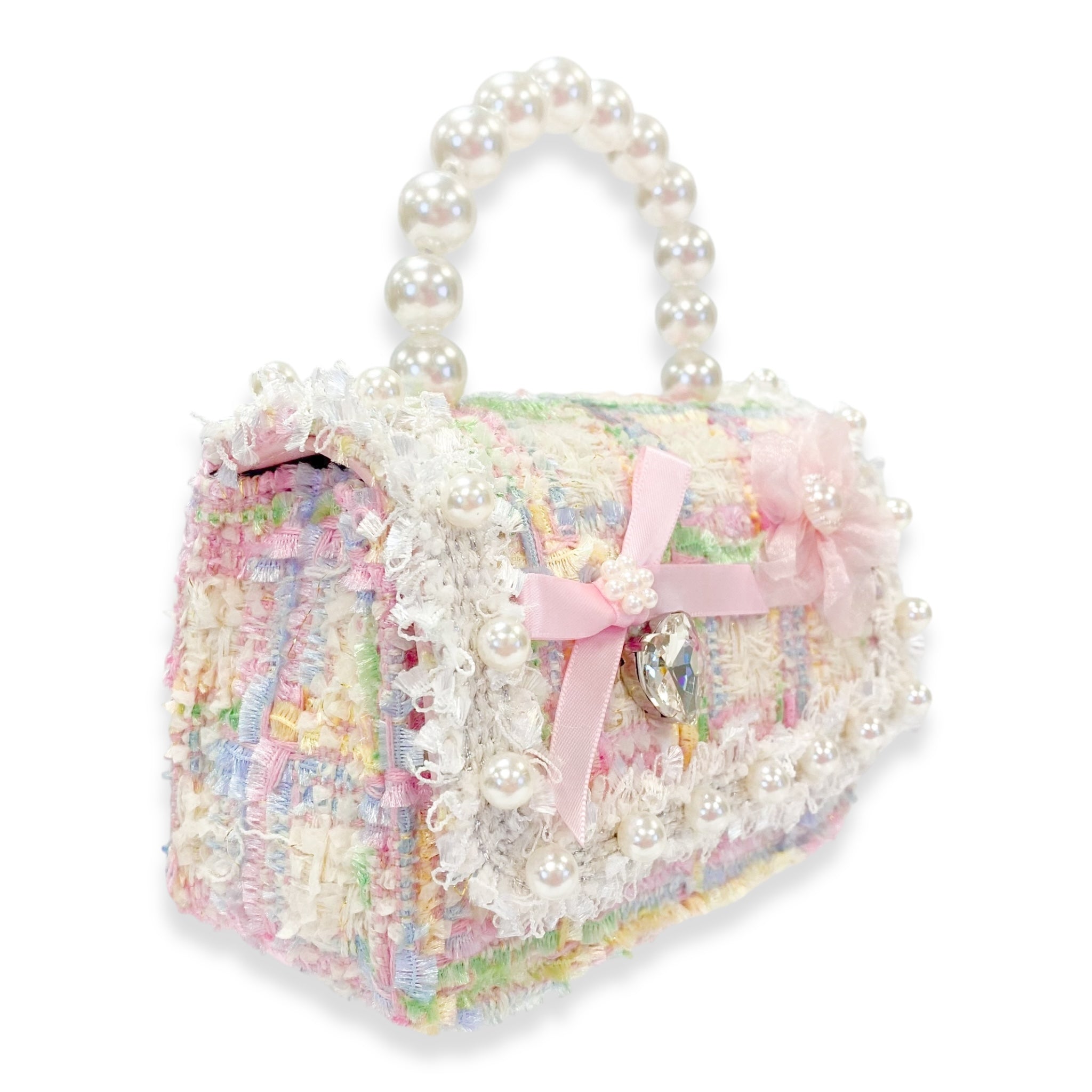 Bow & Floral Decor Tweed Purse - doe a dear