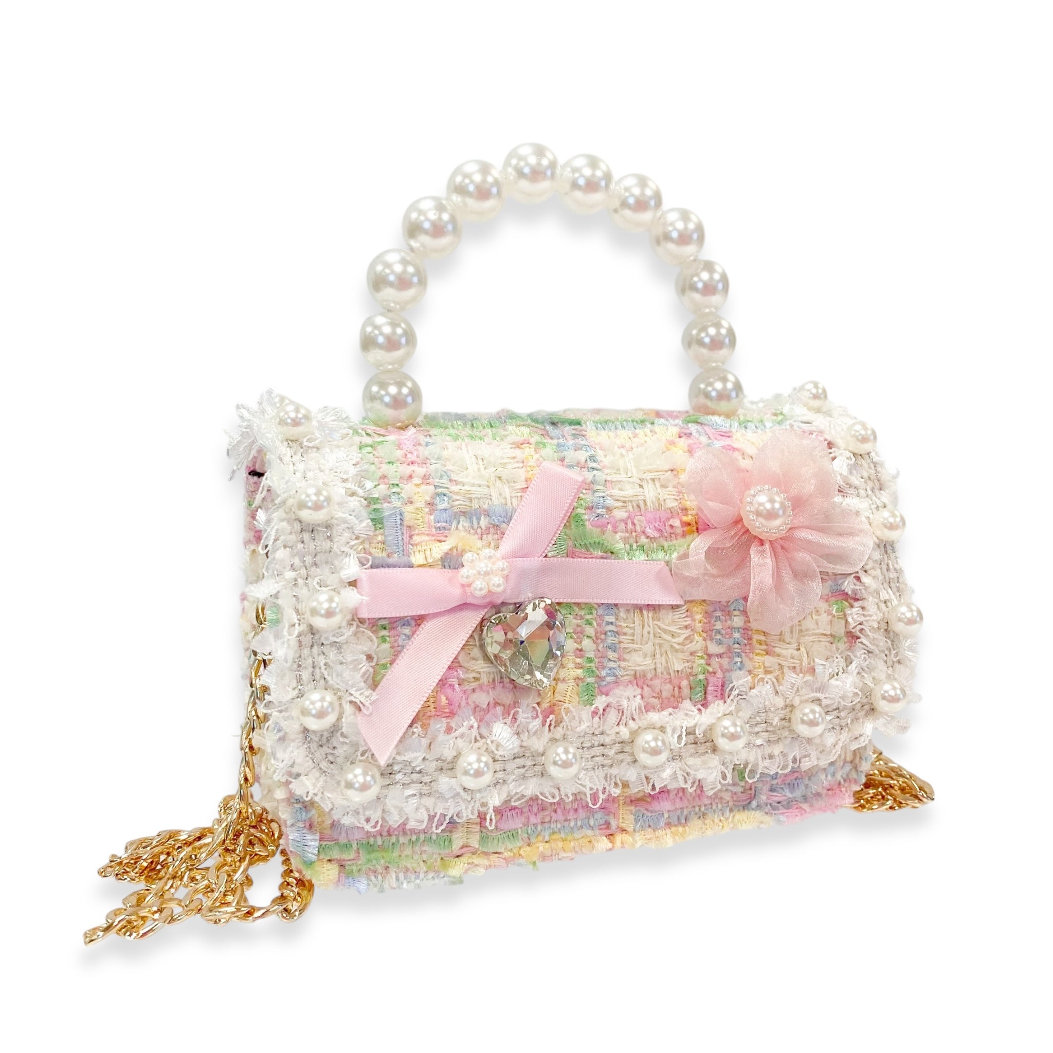 Bow & Floral Decor Tweed Purse - doe a dear