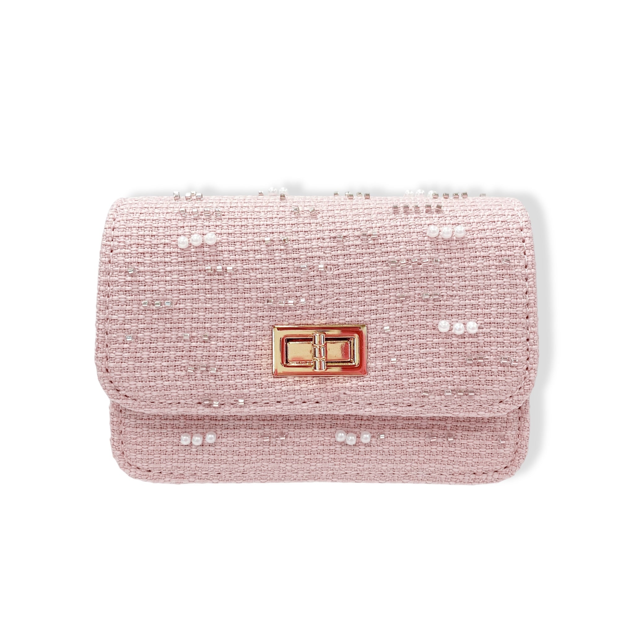 Pearls & Beads Tweed Purse -pink - doe a dear