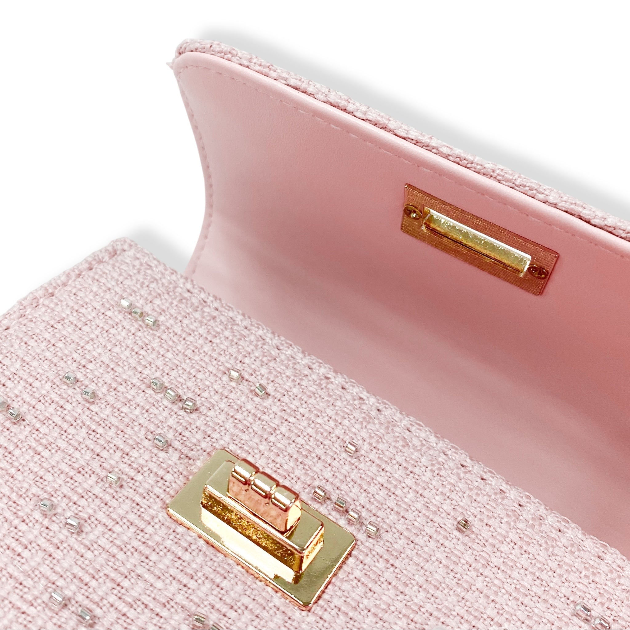 Pearls & Beads Tweed Purse -pink - doe a dear