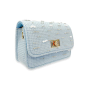 Pearls & Beads Tweed Purse -blue - doe a dear