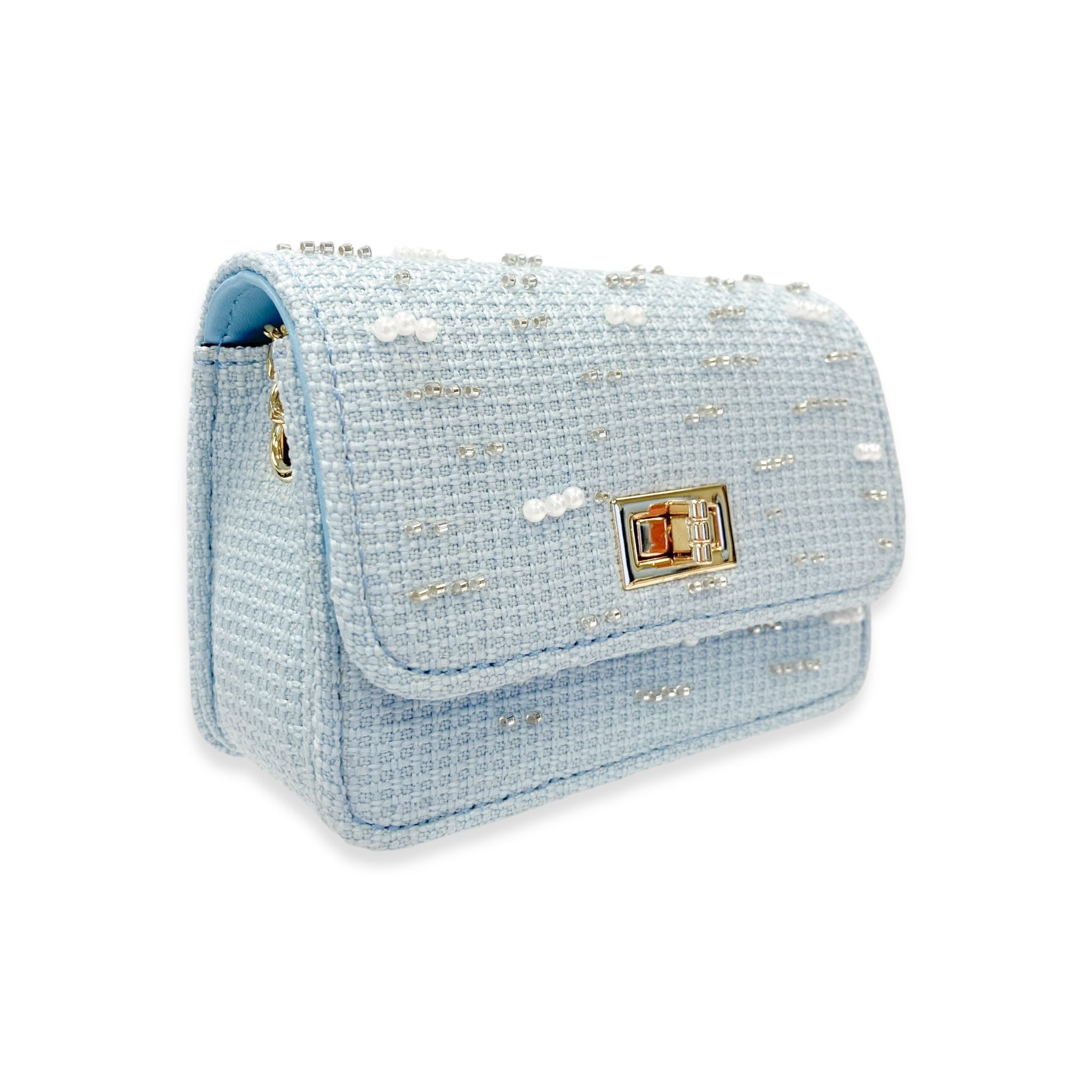 Pearls & Beads Tweed Purse -blue - doe a dear