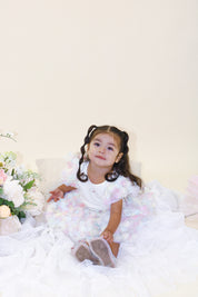 3D Rainbow Circle Mesh Tutu - white - doe a dear