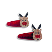 Velvet Reindeer Pair Hair Clip - doe a dear