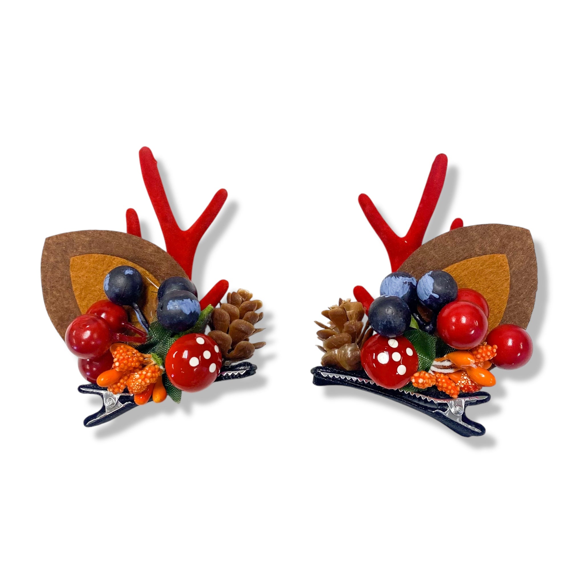 Berries Reindeers Ears Hair Clip - doe a dear