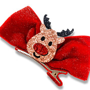 Velvet Reindeer Bows Hair Clip - doe a dear