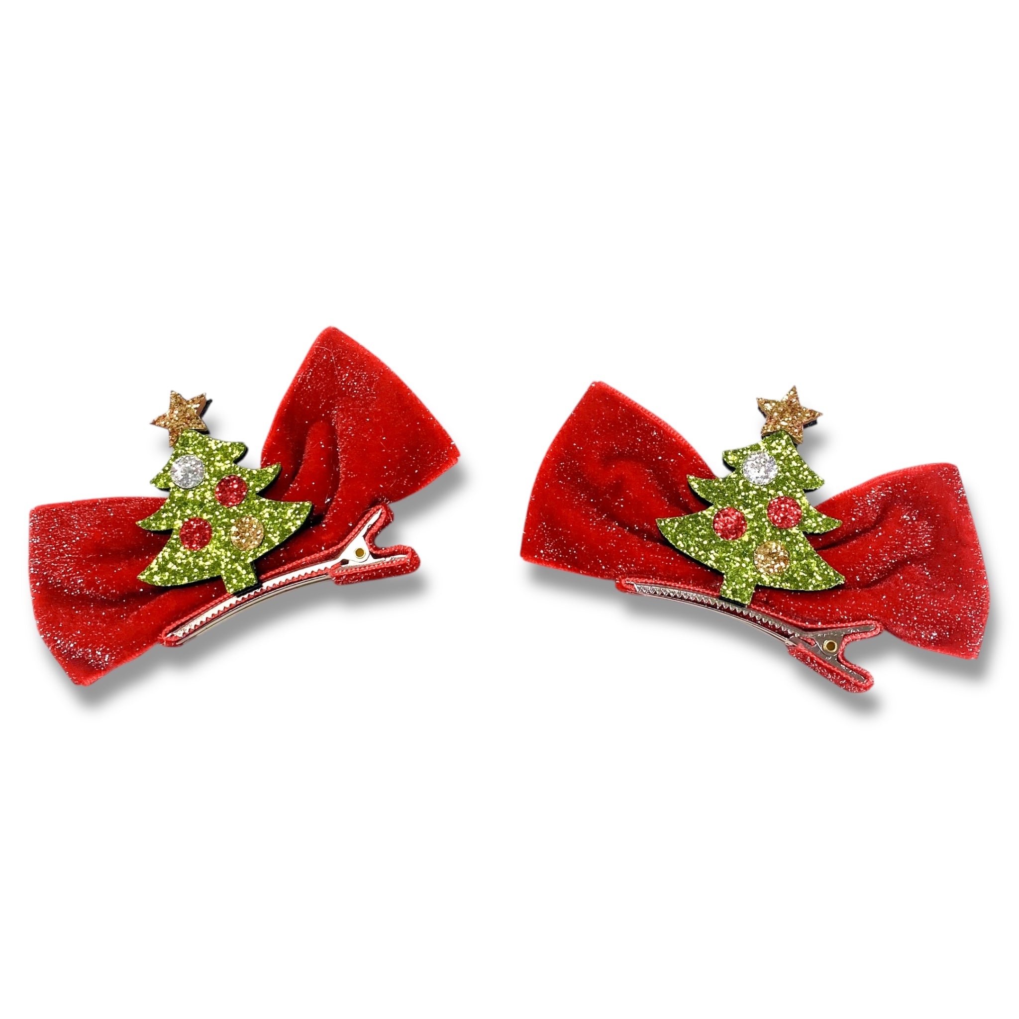 Velvet Christmas Tree Bows Hair Clip - doe a dear
