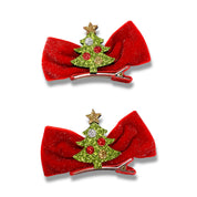 Velvet Christmas Tree Bows Hair Clip - doe a dear