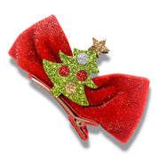 Velvet Christmas Tree Bows Hair Clip - doe a dear
