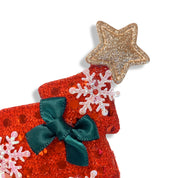 Red Xmas Tree With Gold Star Hair Clip - doe a dear