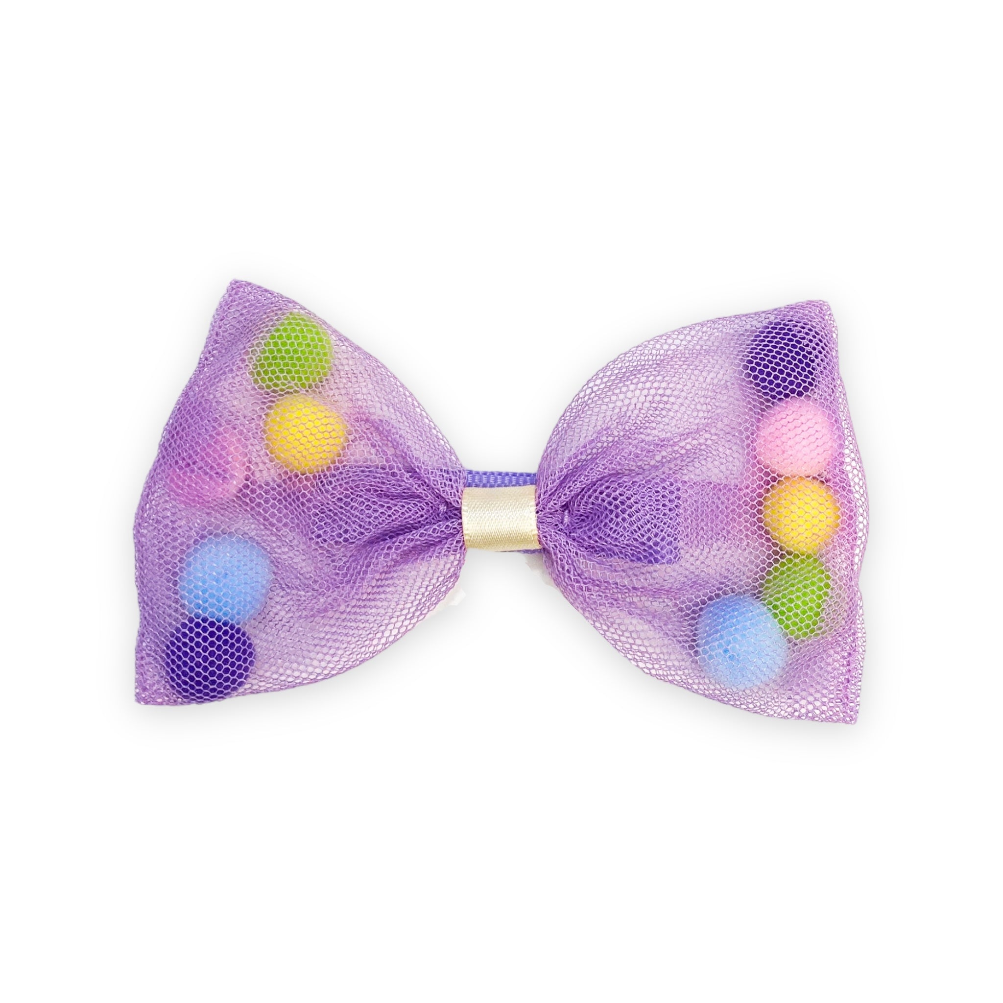 Mesh Bow With Pom Pom Hairclip Mesh Bow With Pom Pom Hairclip