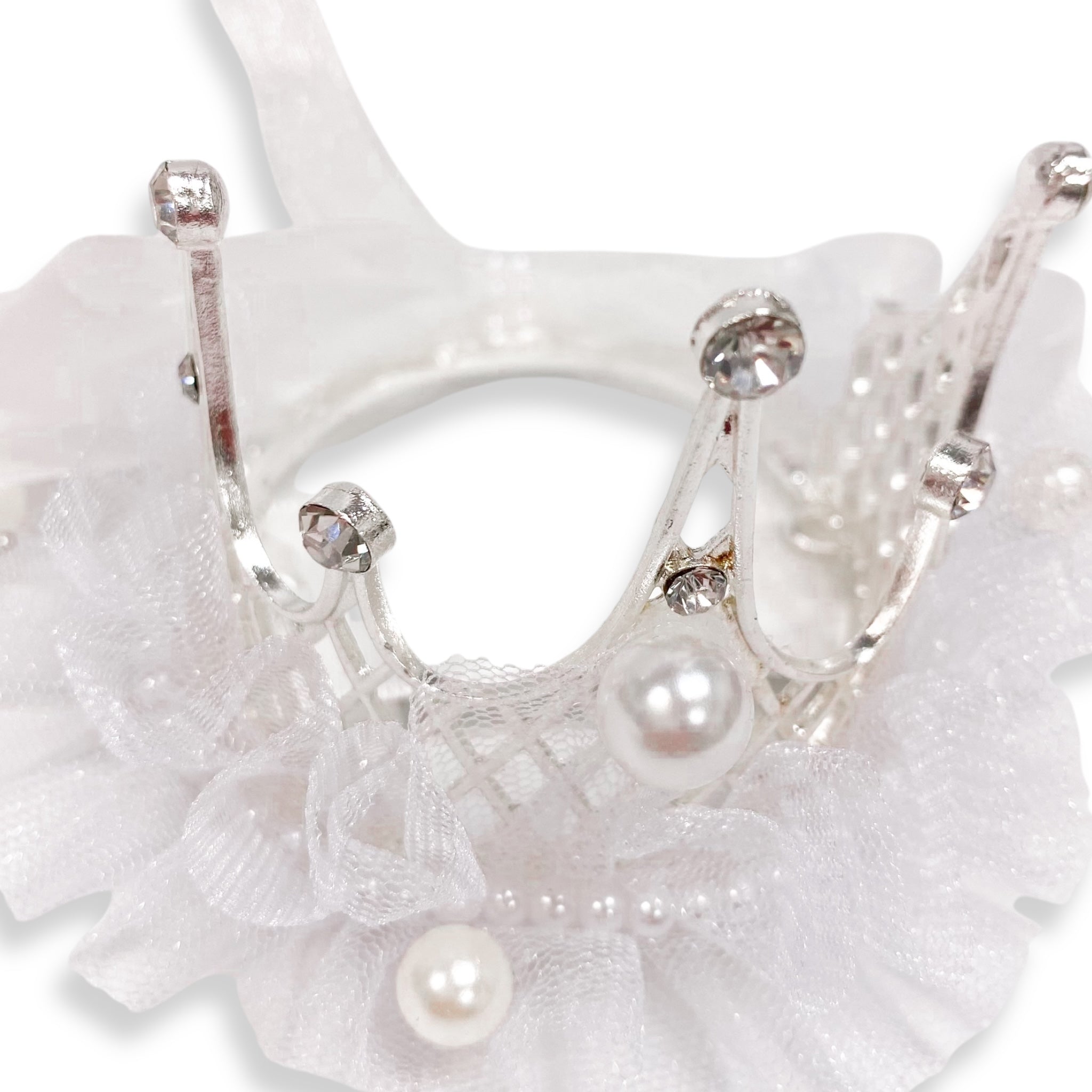Tiara Mesh Hair Clip -white - doe a dear