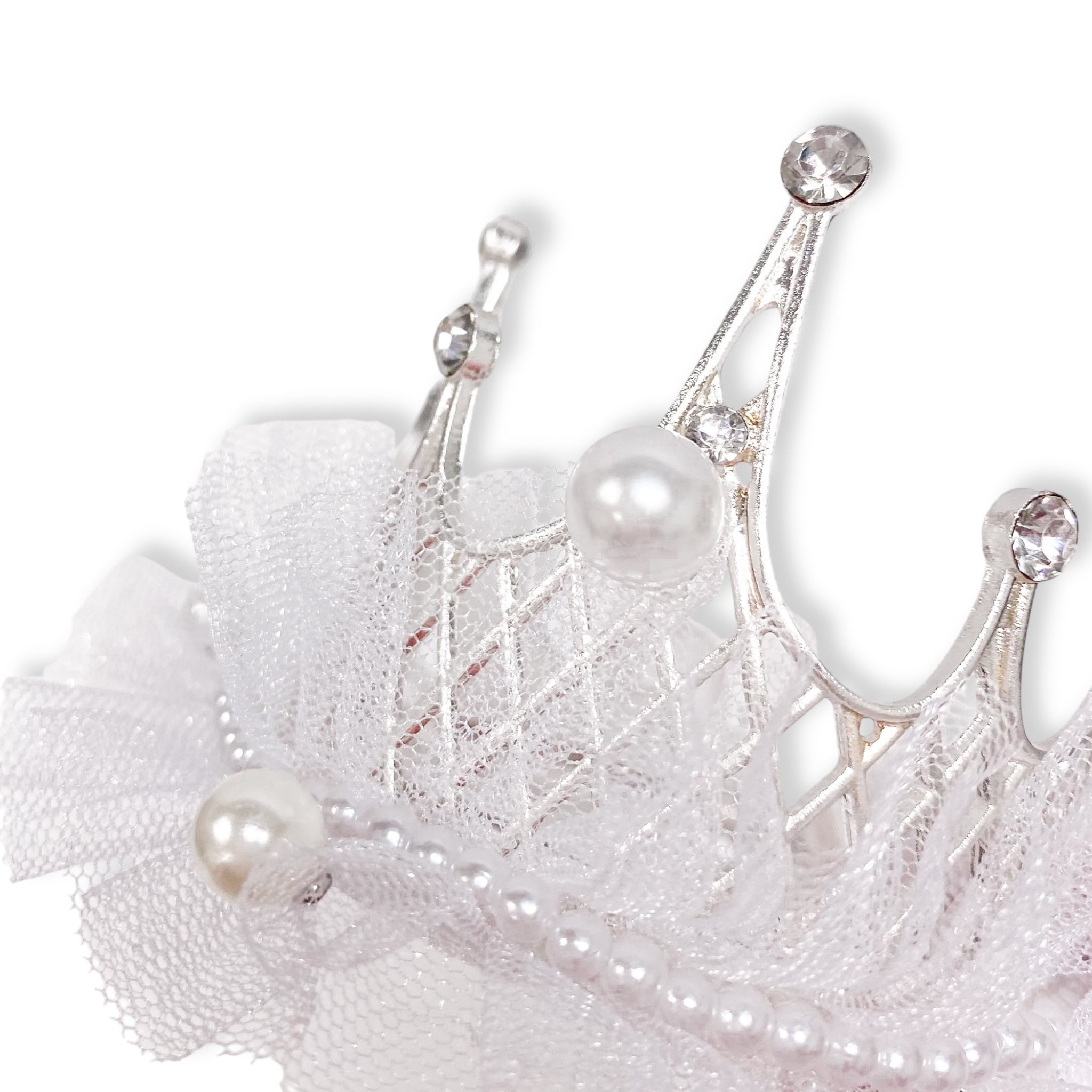 Tiara Mesh Hair Clip -white - doe a dear
